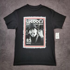 LL Cool J Rock The Bells‎ Stamp Graphic Tee Shirt Mens Medium Black NYC 85